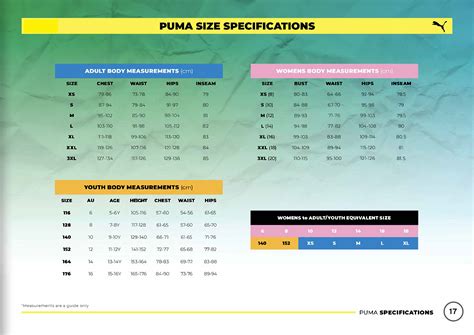 puma clothing size chart.